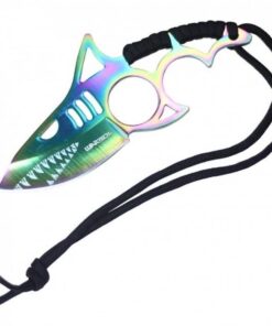 Wartech Shark Design Paracord Wrapped Handle Rainbow Knife