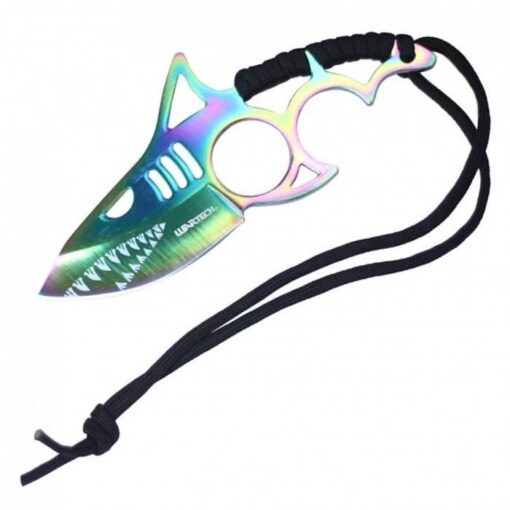 Wartech Shark Design Paracord Wrapped Handle Rainbow Knife