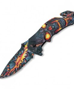 Albainox Skull On Flames ABS 3D Handle Folding Knife 13cm