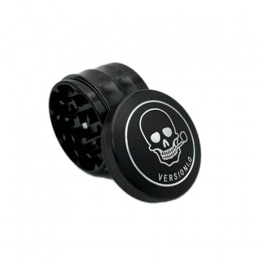 VERSIONI.O Black Aluminium Alloy Skull 4 Piece Grinder 63mm